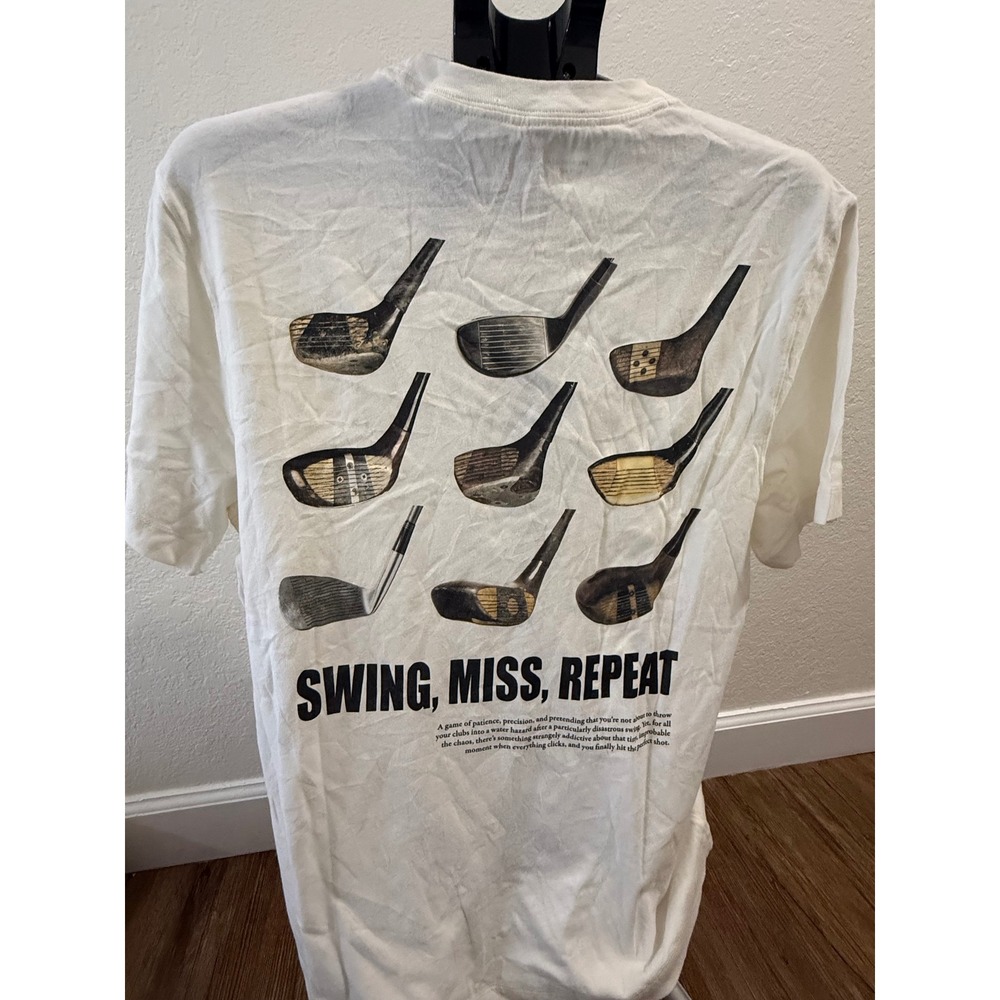 Abercrombie & Fitch Mens Swing Miss Repeat Golf Graphic T-Shirt Cream Medium